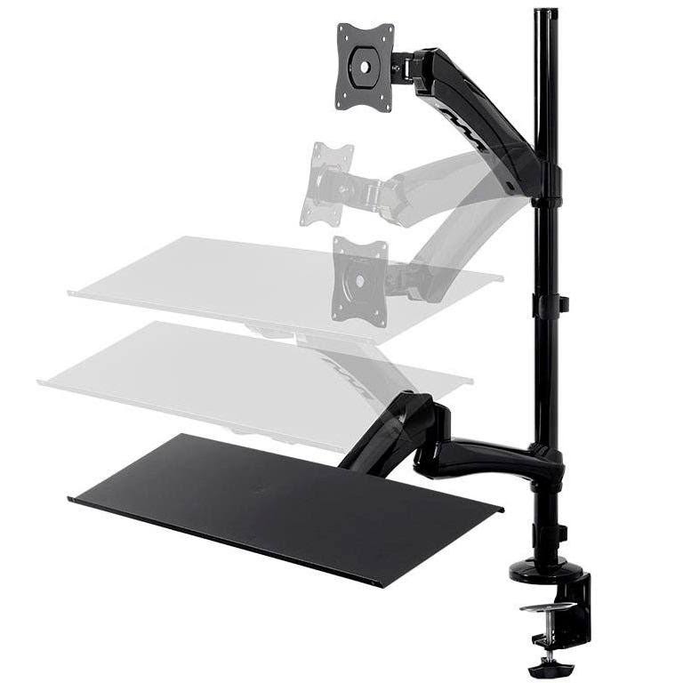 Sit-Stand Articulating Monitor and Keyboard Workstation X74183
