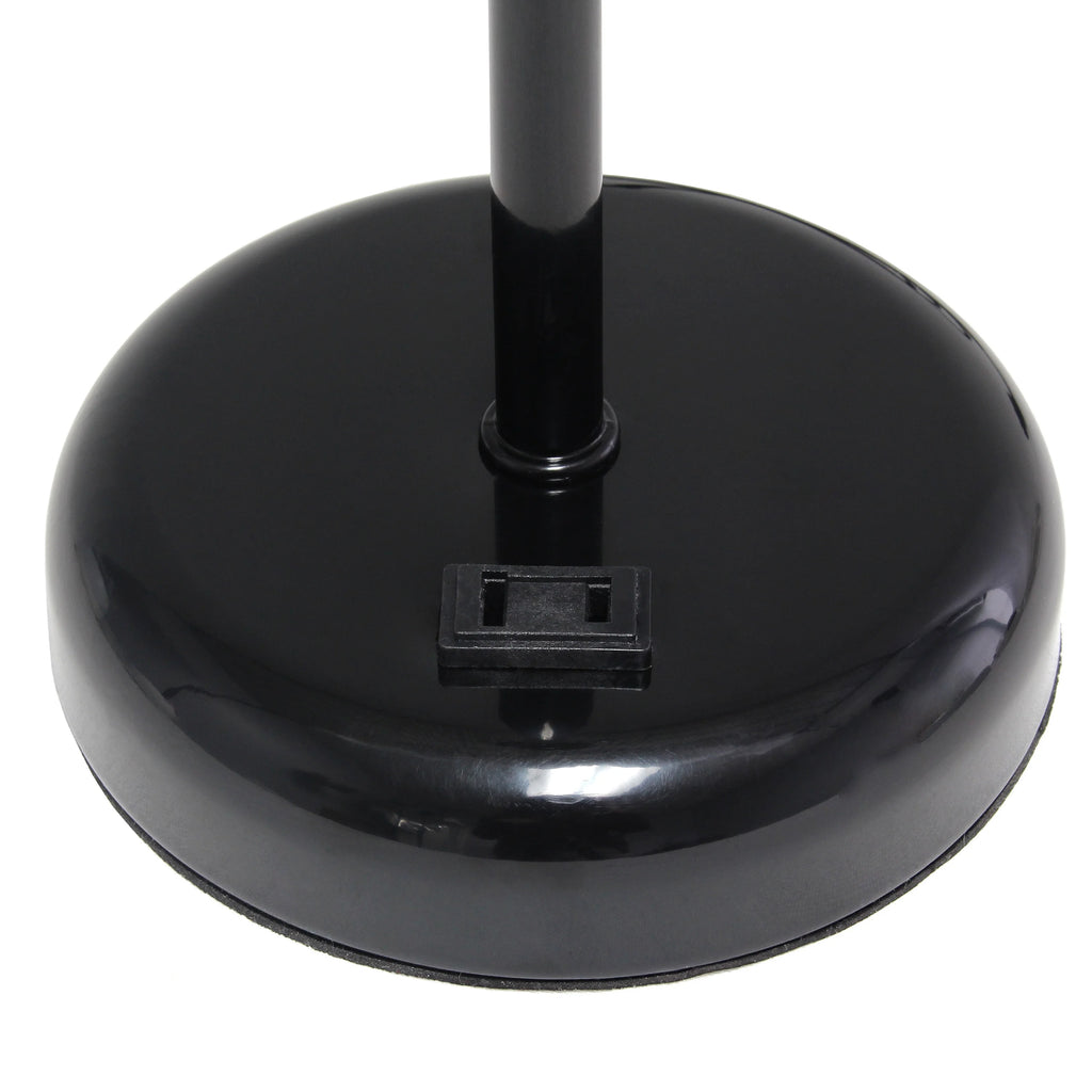 Black Stick Lamp with Outlet and Fabric Shade Two Pack Set T7132