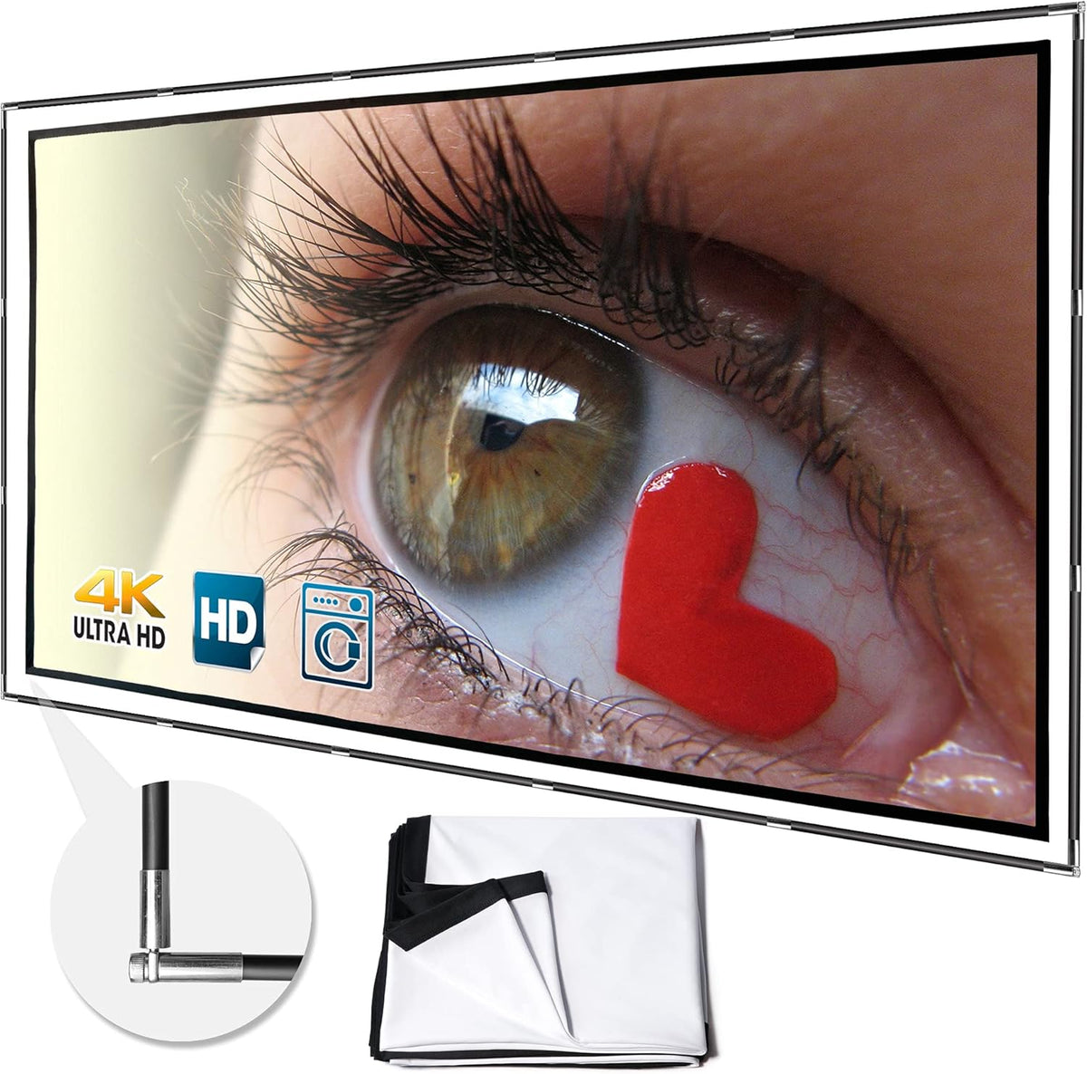 Foldable Projector Screen 120 inch 16:9 HD 4K Anti-Crease Black Backing Portable Projection Screen Pack of 2 Z841171