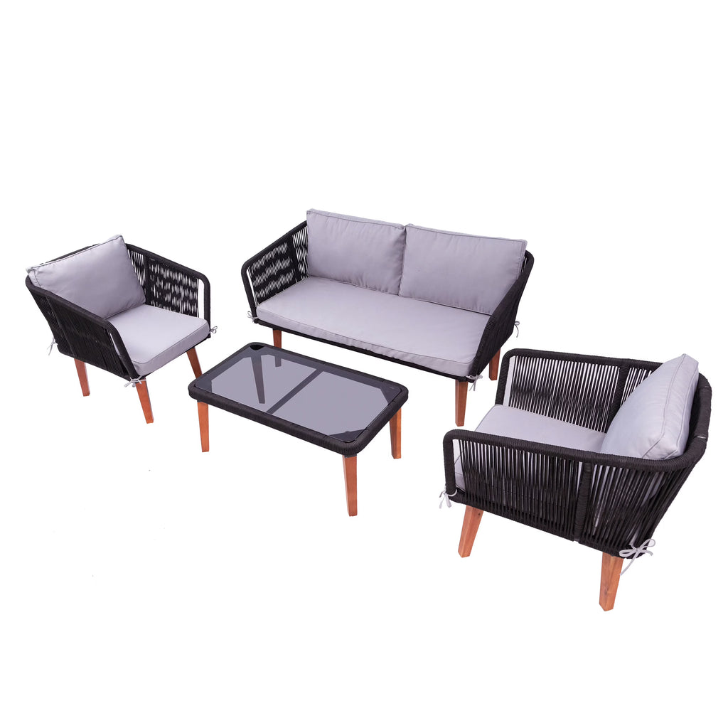 Black/Gray 4-Piece Patio Sofa Set P129944