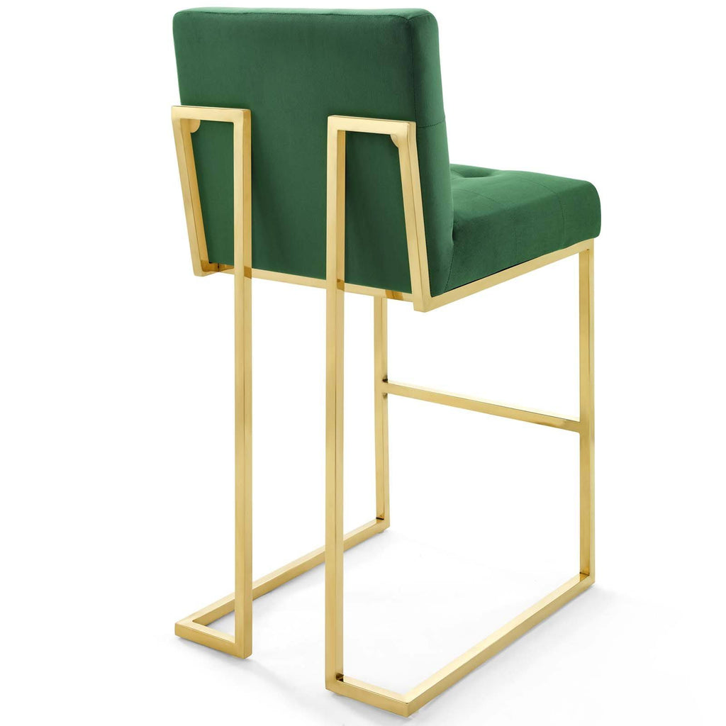 Gold Stainless Steel Performance Velvet Bar Stool Set of 2 Q9683