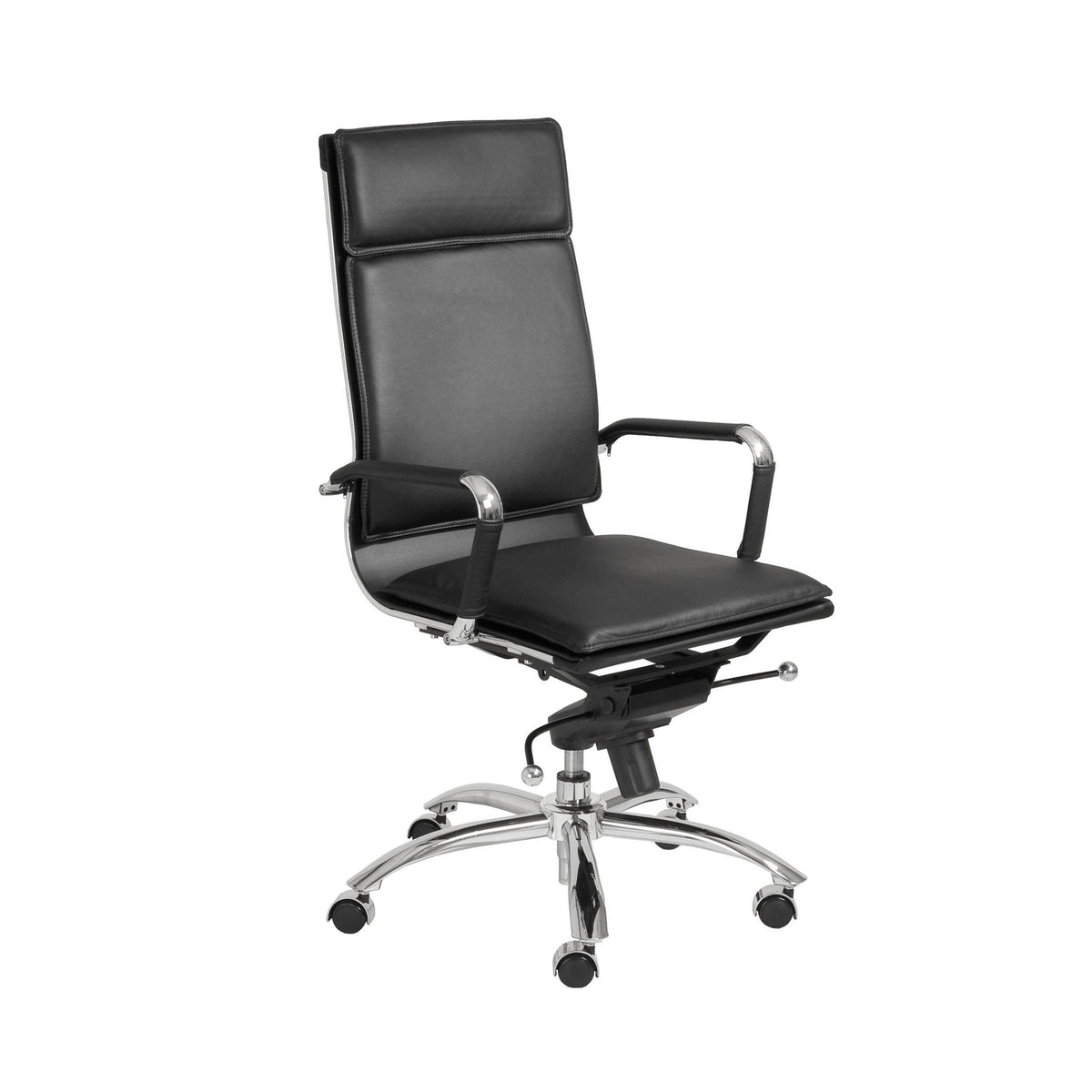 High Back Office Chair in Black with Chromed Steel Base F463