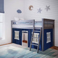 Gray Solid Wood Low Loft Bed Frame Q8775