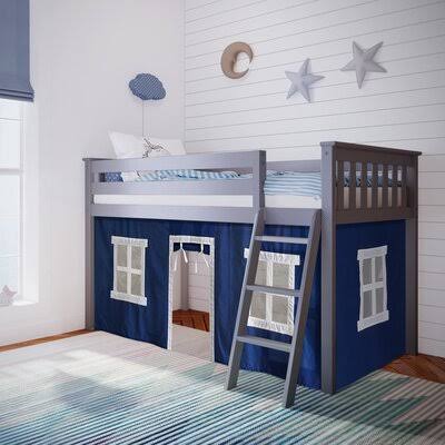Gray Solid Wood Low Loft Bed Frame Q8775