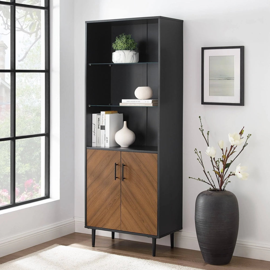 White Acorn Bookmatch Storage Cabinet U523