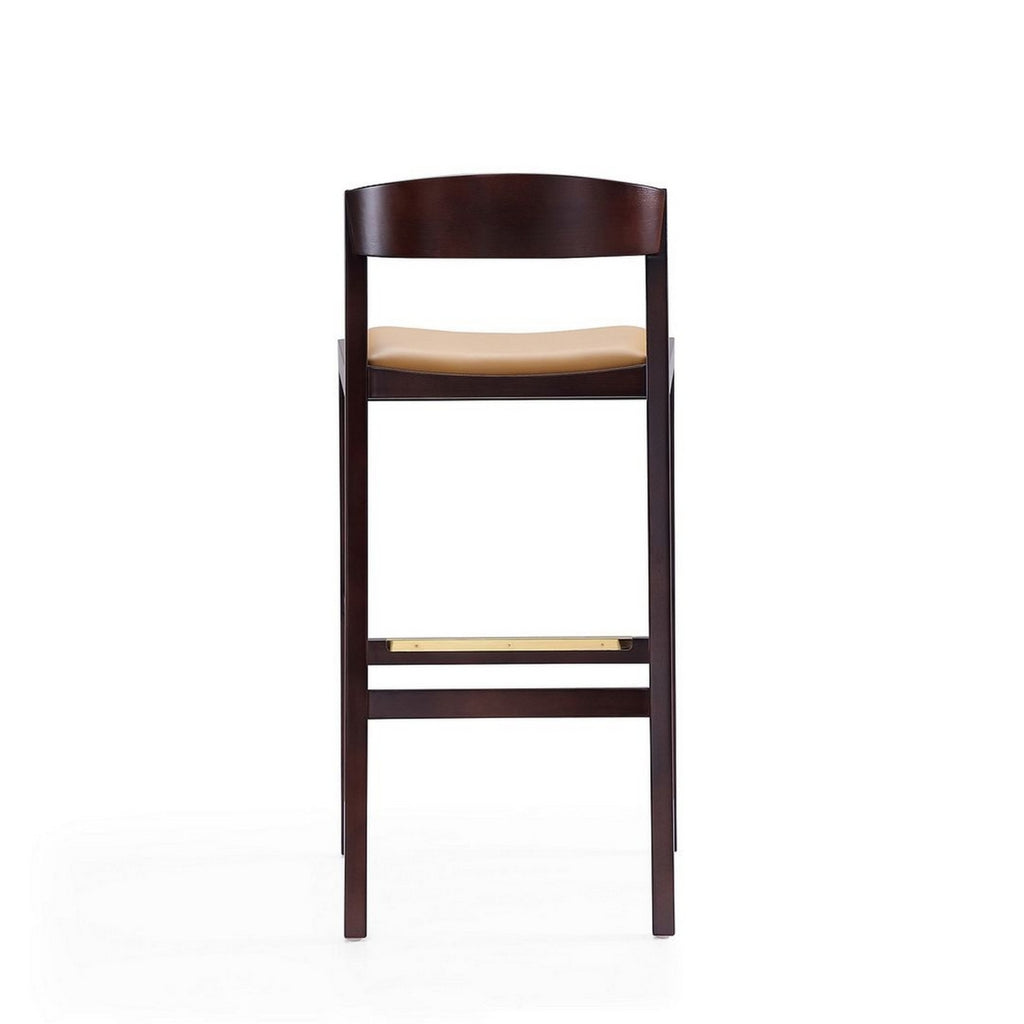 Camel and Dark Walnut Beech Wood Barstool (Set of 2) D6711