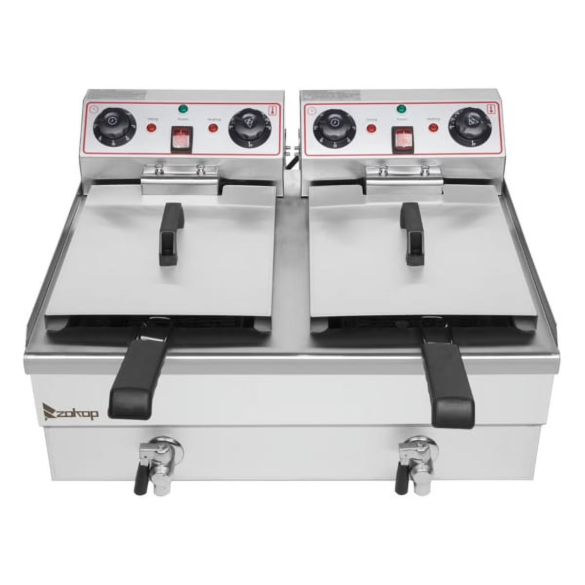 16.9QT / 16L Total Capacity Stainless Steel Faucet Double Tank Deep Fryer Y192527
