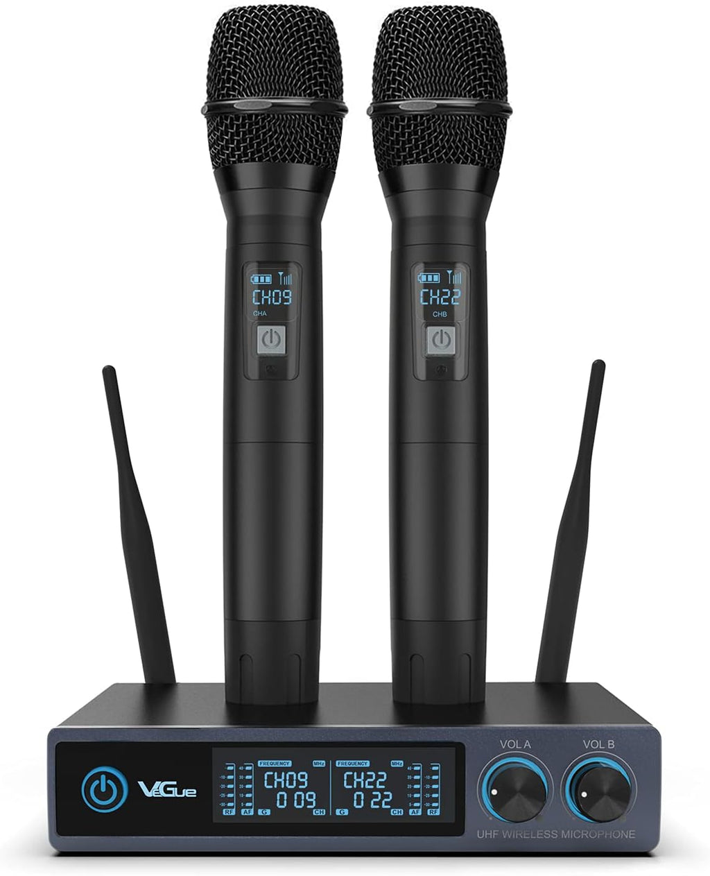 Wireless Microphone System, Metal Dual UHF Cordless Dynamic Mic Handheld I45798