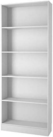 5 Shelf Wide Bookcase in White D7548