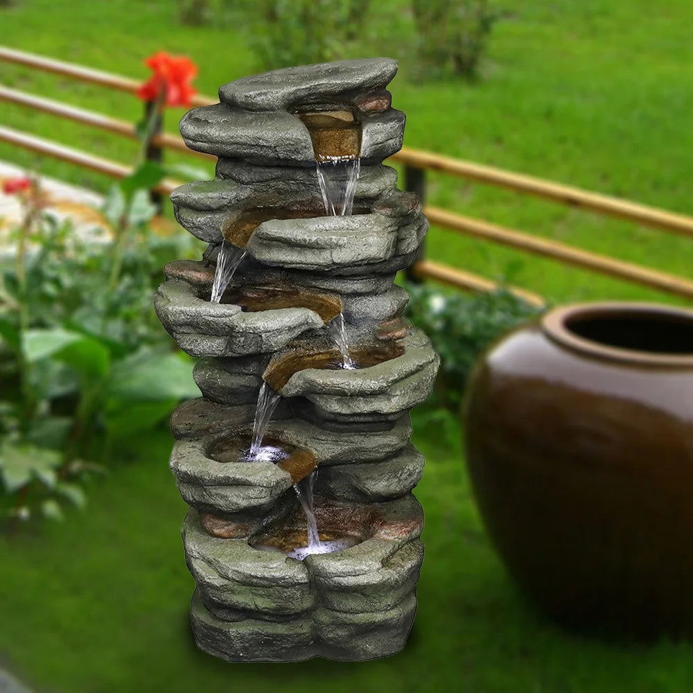 5-Tier Rock Water Fountain with LED T142