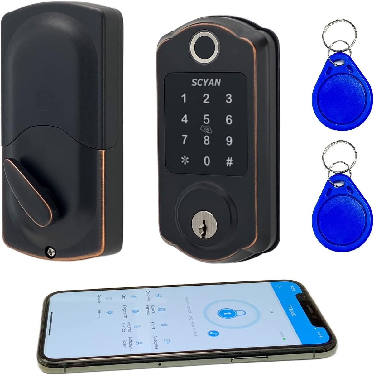 Aged Bronze Smart Deadbolt Lock with Touchscreen Keypad D2946