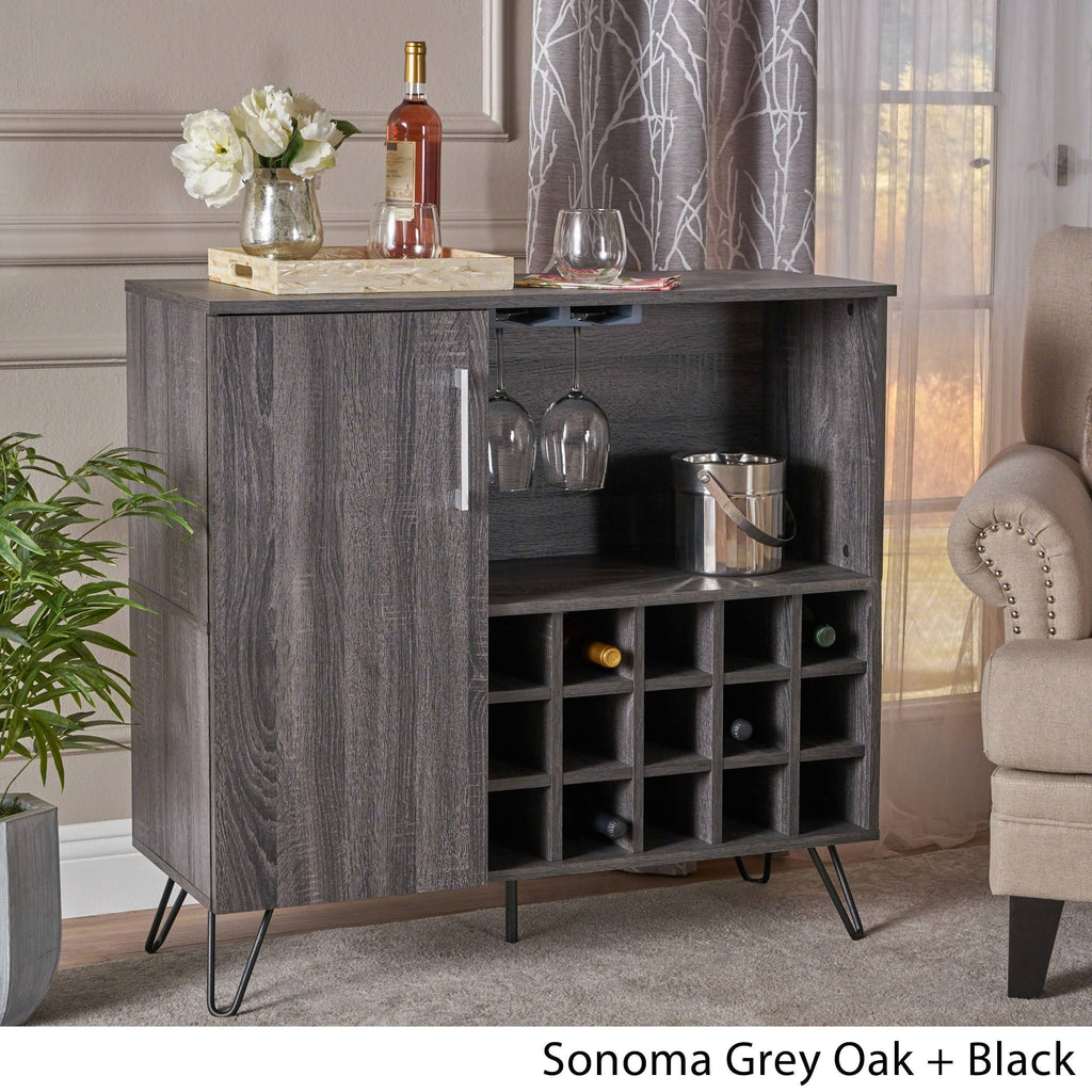 Sonoma Gray Oak and Black Finish Bar Cabinet I260