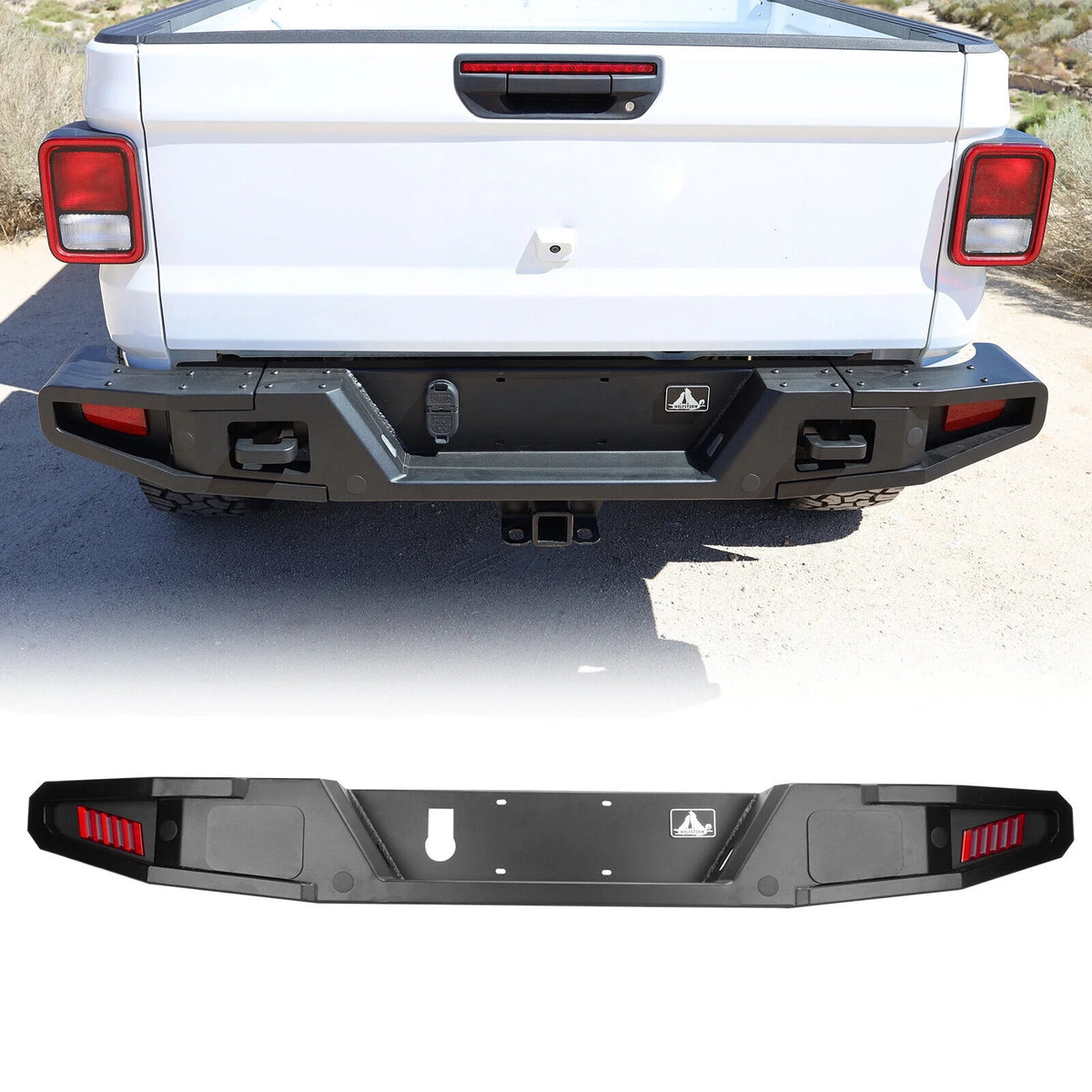 Steel Full Width Rear Bumper with 2 LED Lights D702