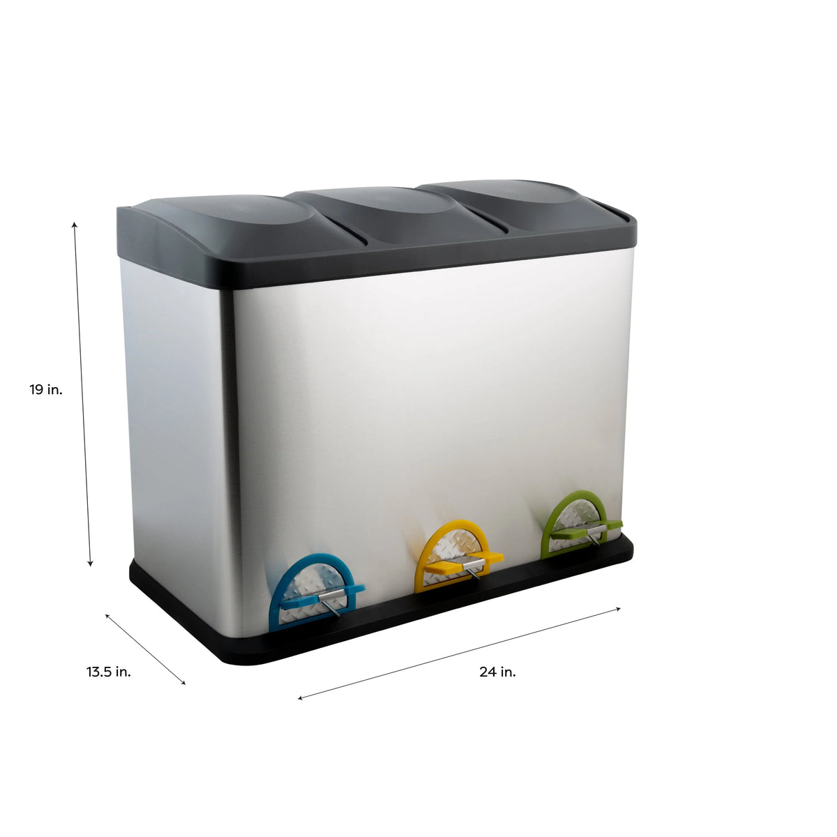 45 Liter 3 Compartment Stainless Recycle Bin I8951