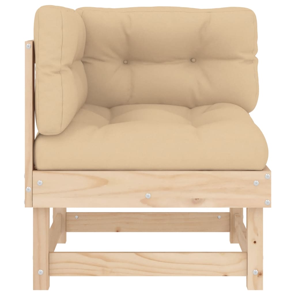 Solid Wood Pine Corner Sofa with Cushions D108