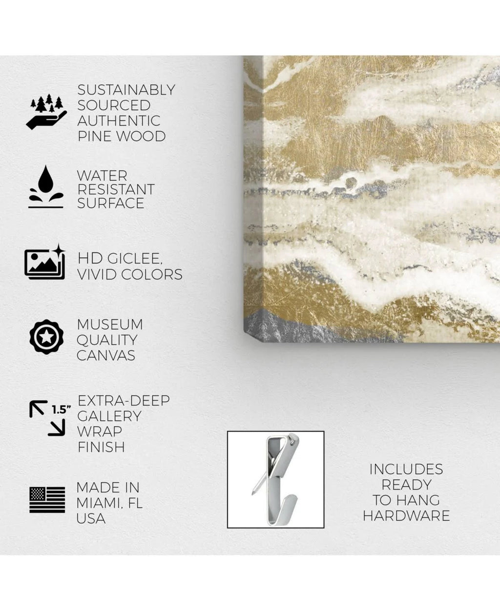 Gold Silver Agate Abstract Canvas H797667
