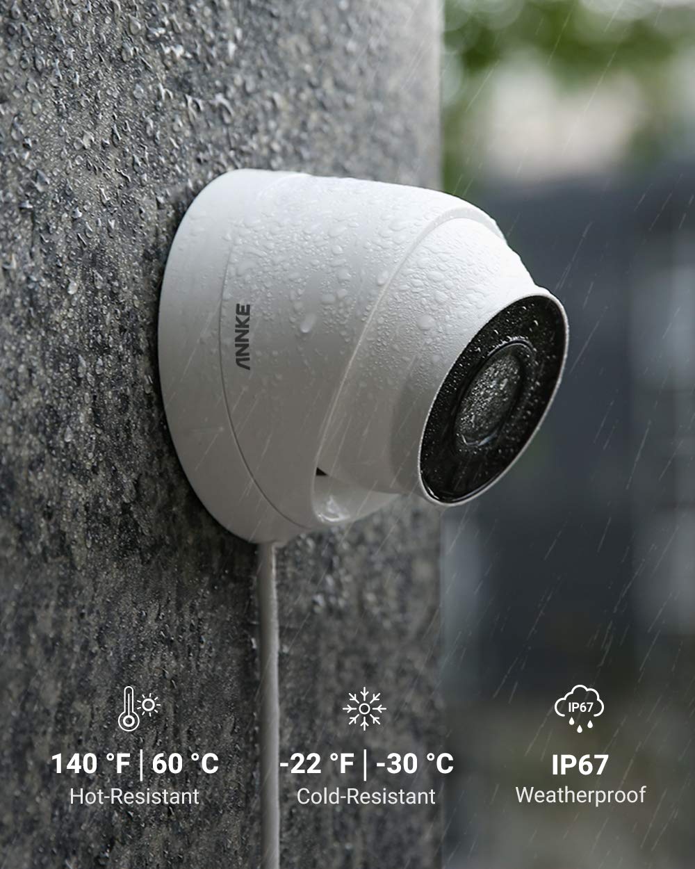4Pcs 4K PoE Security Cameras with 320ft Cat5e Cable, 8MP Turret IP Camera with Audio, 100ft Night Vision, IP67 Weatherproof U731802