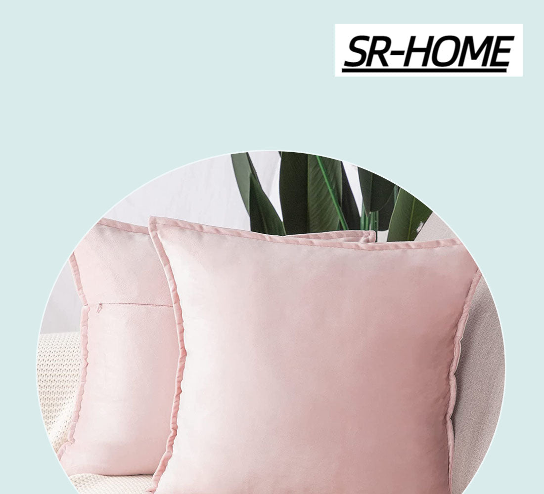 Set of 2 Velvet Decorative Throw Pillow Covers Square with Fringe Cushion Case O840