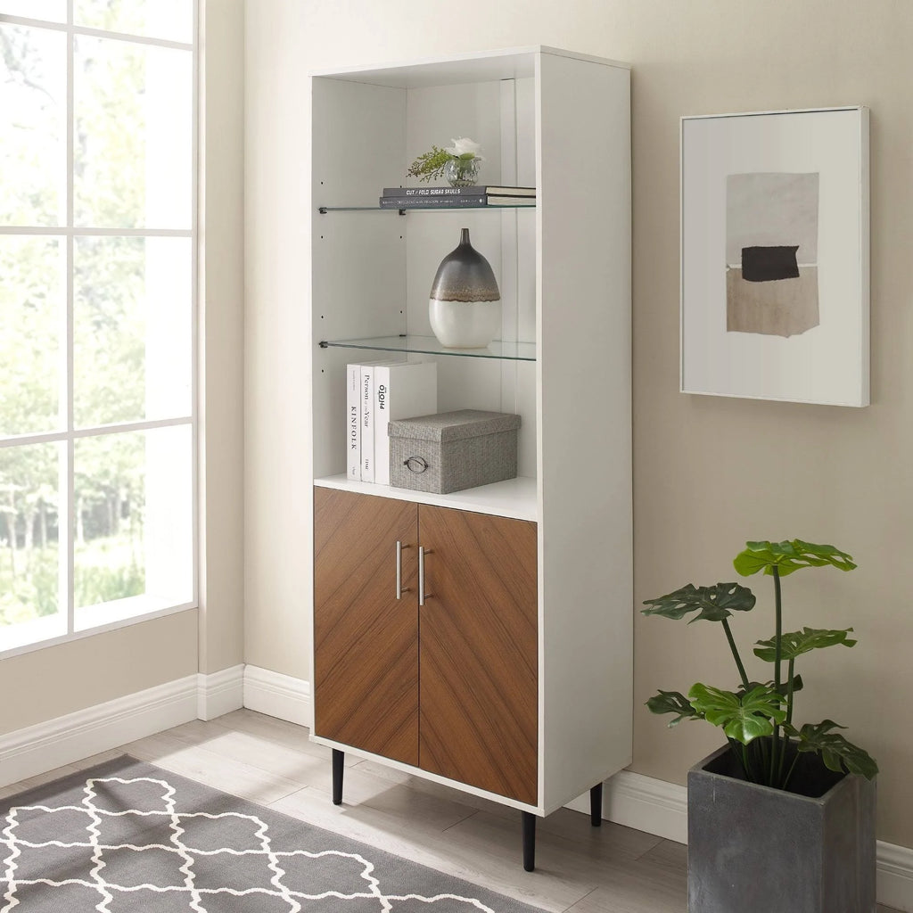 White Acorn Bookmatch Storage Cabinet U523