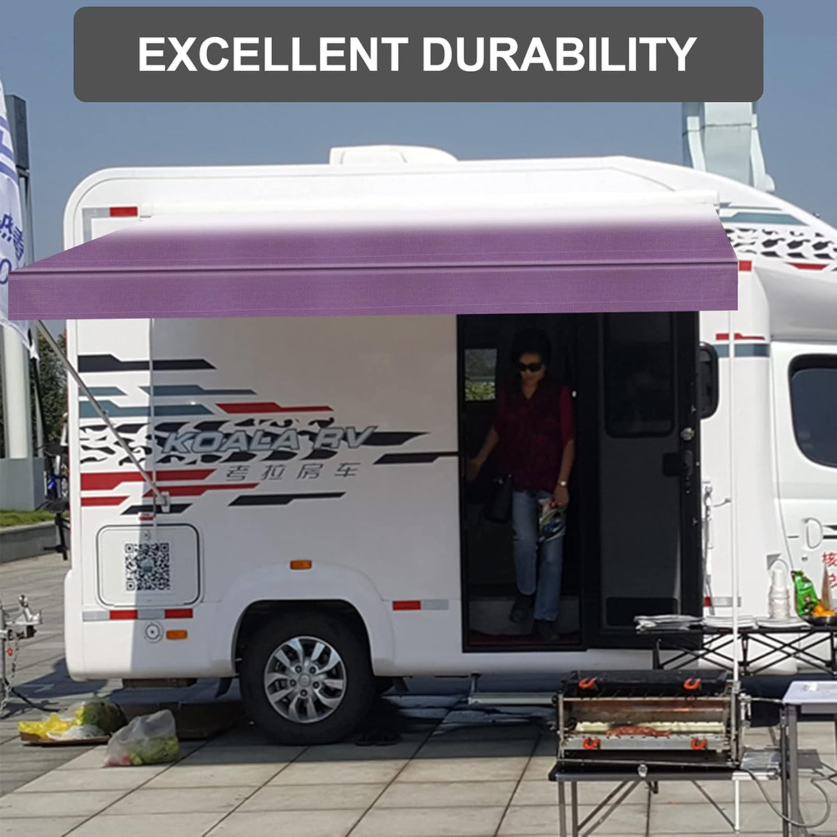 Waterproof Vinyl RV Awning Fabric Replacement Shade Screen - 15' P4620