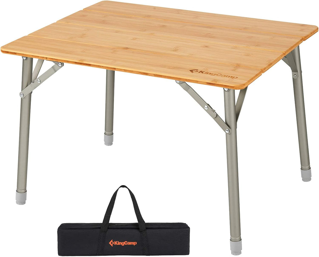 Bamboo Portable Folding Camping Table with Carry Bag N872539