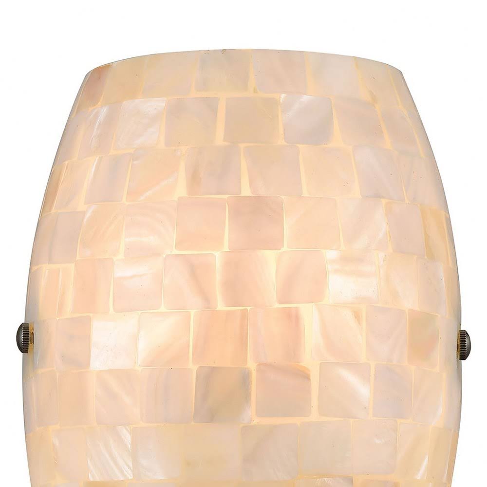 Satin Nickel 1-Light Sconce with Glass/Gray Capiz Shells R16386