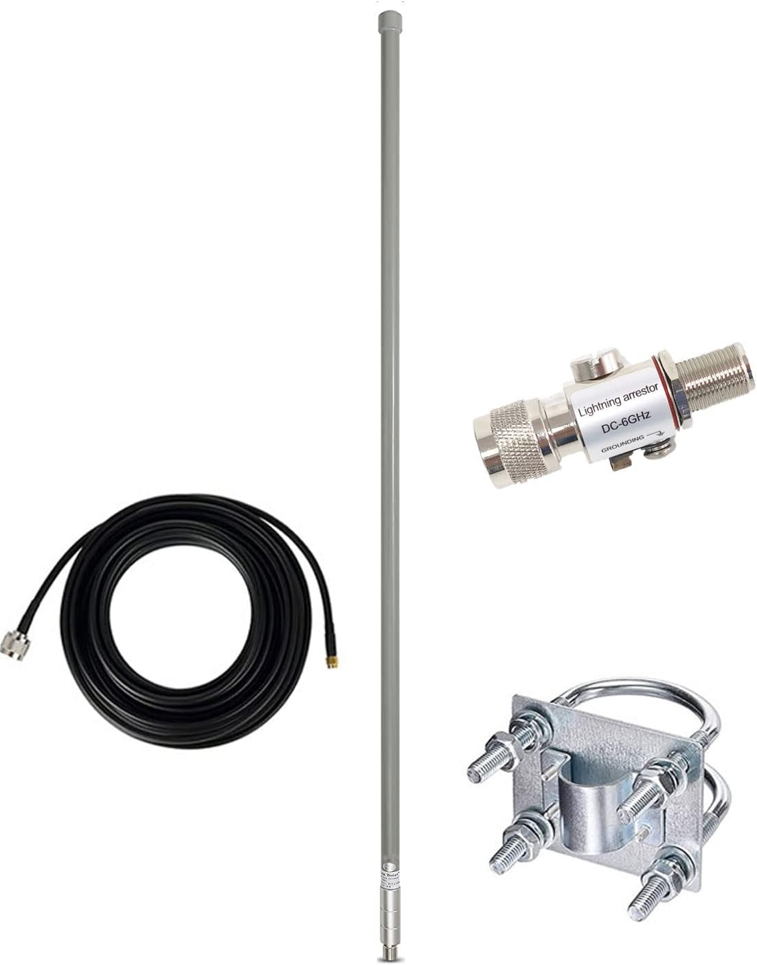 8dBi LoRa Antennas 915MHz Kits with 16 ft RG58 50Ohm RP-SMA Lightning Arrester L67904
