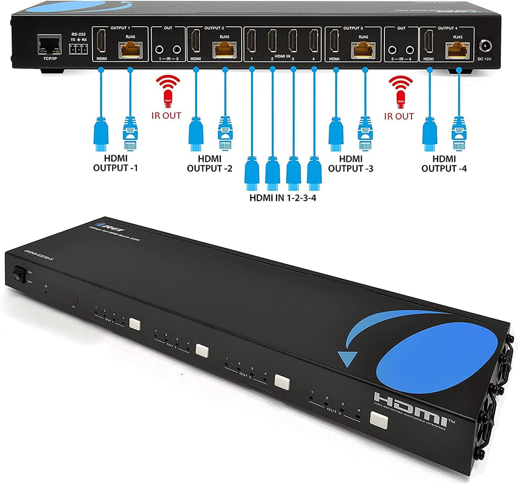 4K 4x4 HDMI Extender Matrix with HDR Switcher & IR Control, RS-232 Z528609