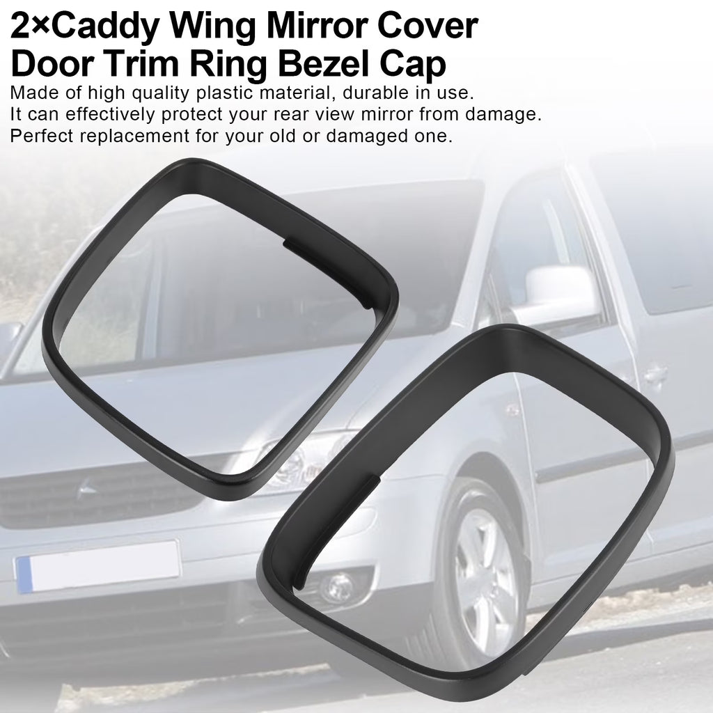 2x Caddy Wing Mirror Cover Door Trim Ring Bezel Cap for VW Transporter T5 T24268