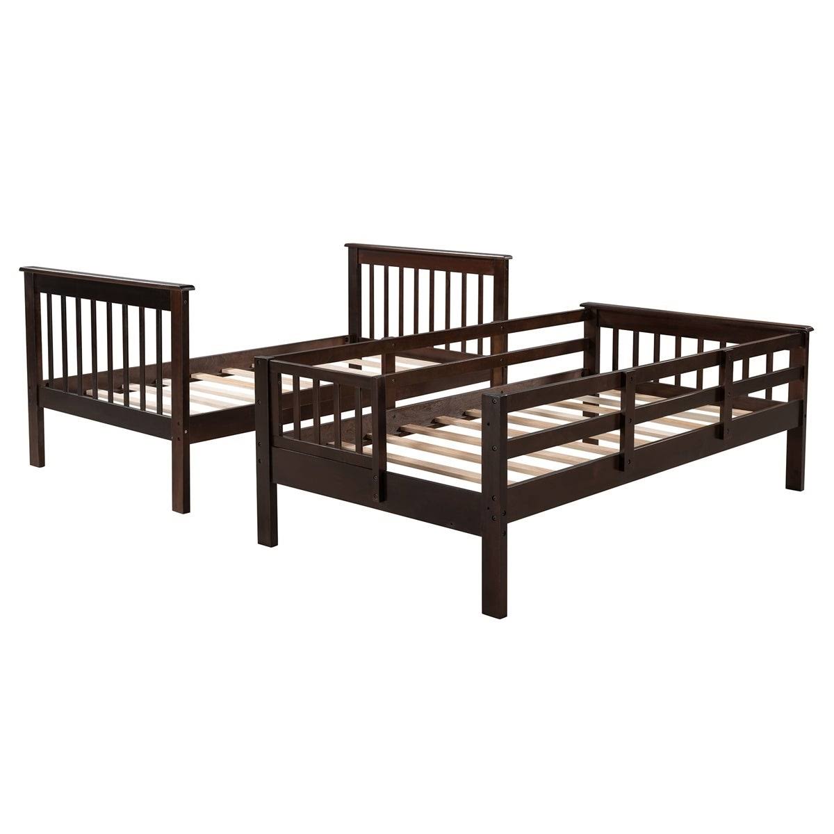 Twin-Over-Twin Bunk Bed with Stairway, Storage and Guard Rail - Grey X54911