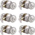 5 Pack Brushed Nickel Keyless Privacy Door Knobs H145