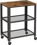 Rustic Brown 3-Tier Bar Cart on Wheels with Steel Frame L8581