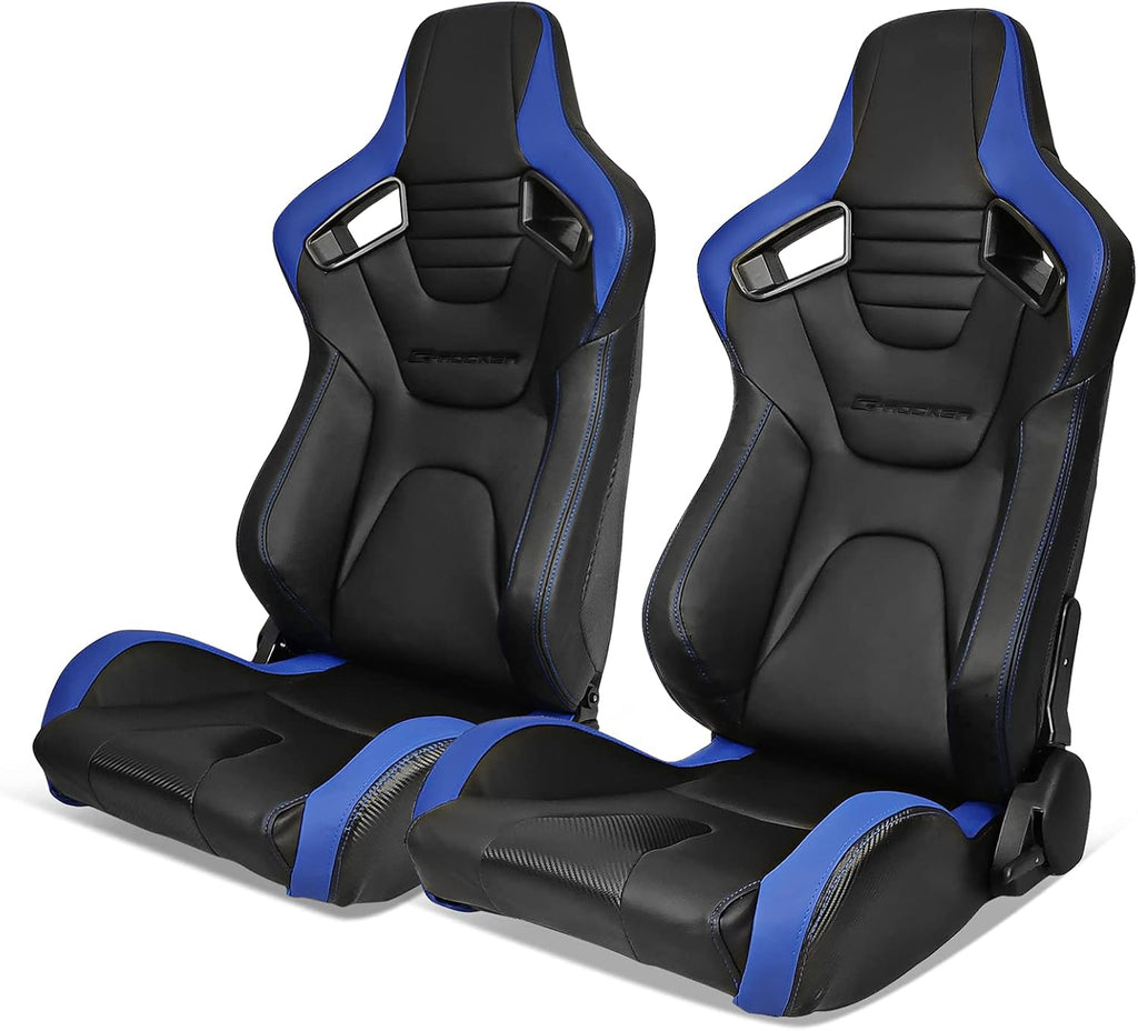 Red PU Leather Reclinable Racing Seats Pair with Dual Sliders Z2572