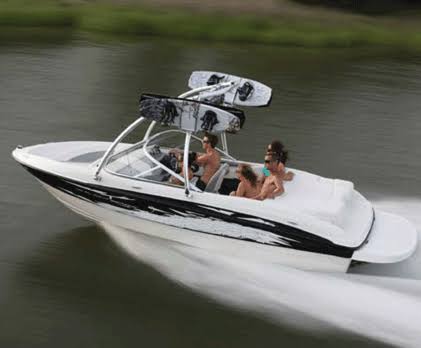 Pacific Blue Semi Custom Boat Cover for Euro Style V-Hull Runabout with Wakeboard Tower I/O Y134