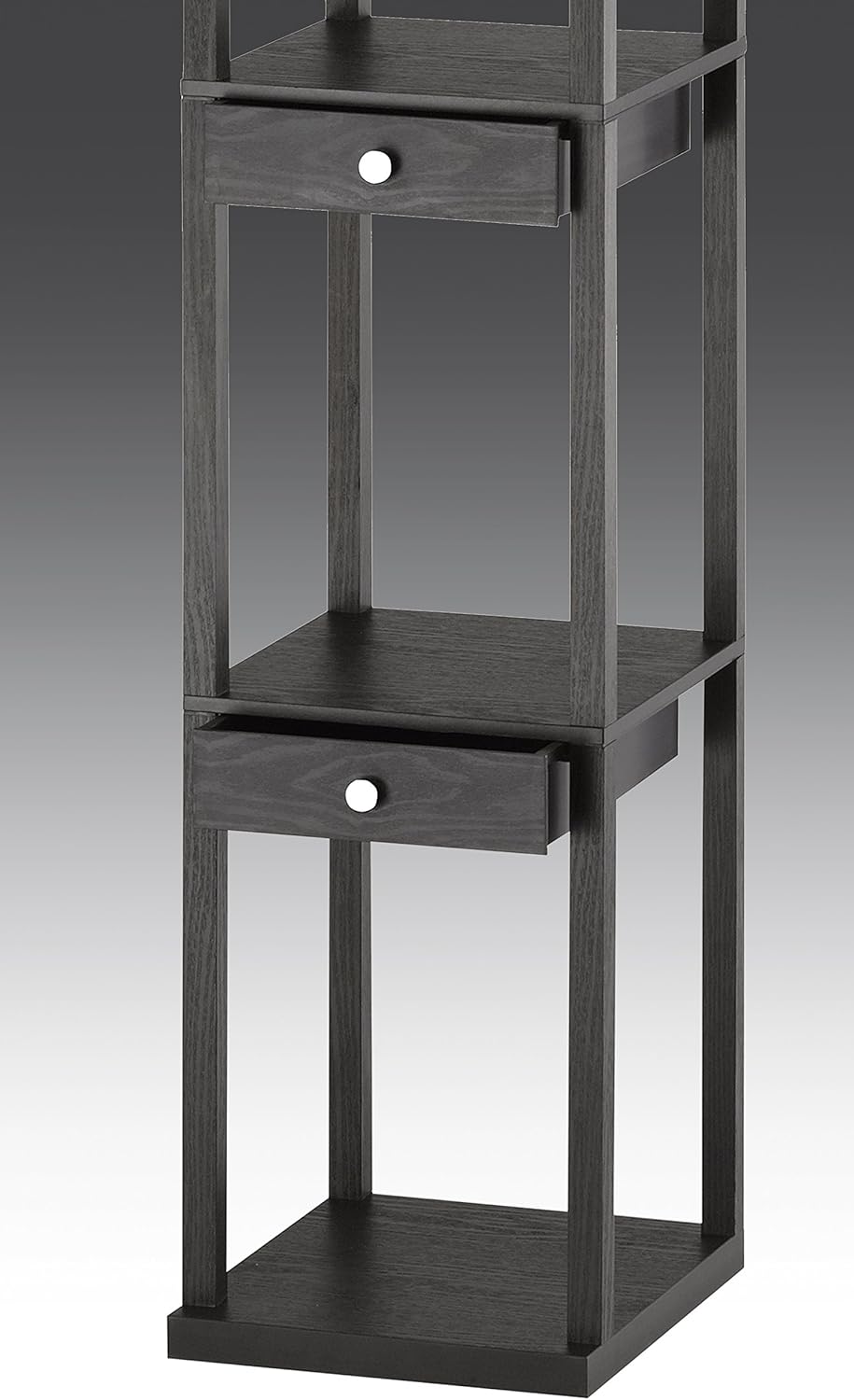 Three Drawer Shelf Lamp, 72 in, 150W Incandescent/ 150W CFL, Black PVC Veneer on MDF, 1 Floor Lamp T4115