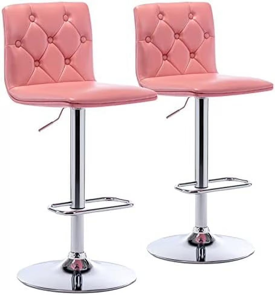 Red PU Leather Swivel Barstools Set of 2 U69239