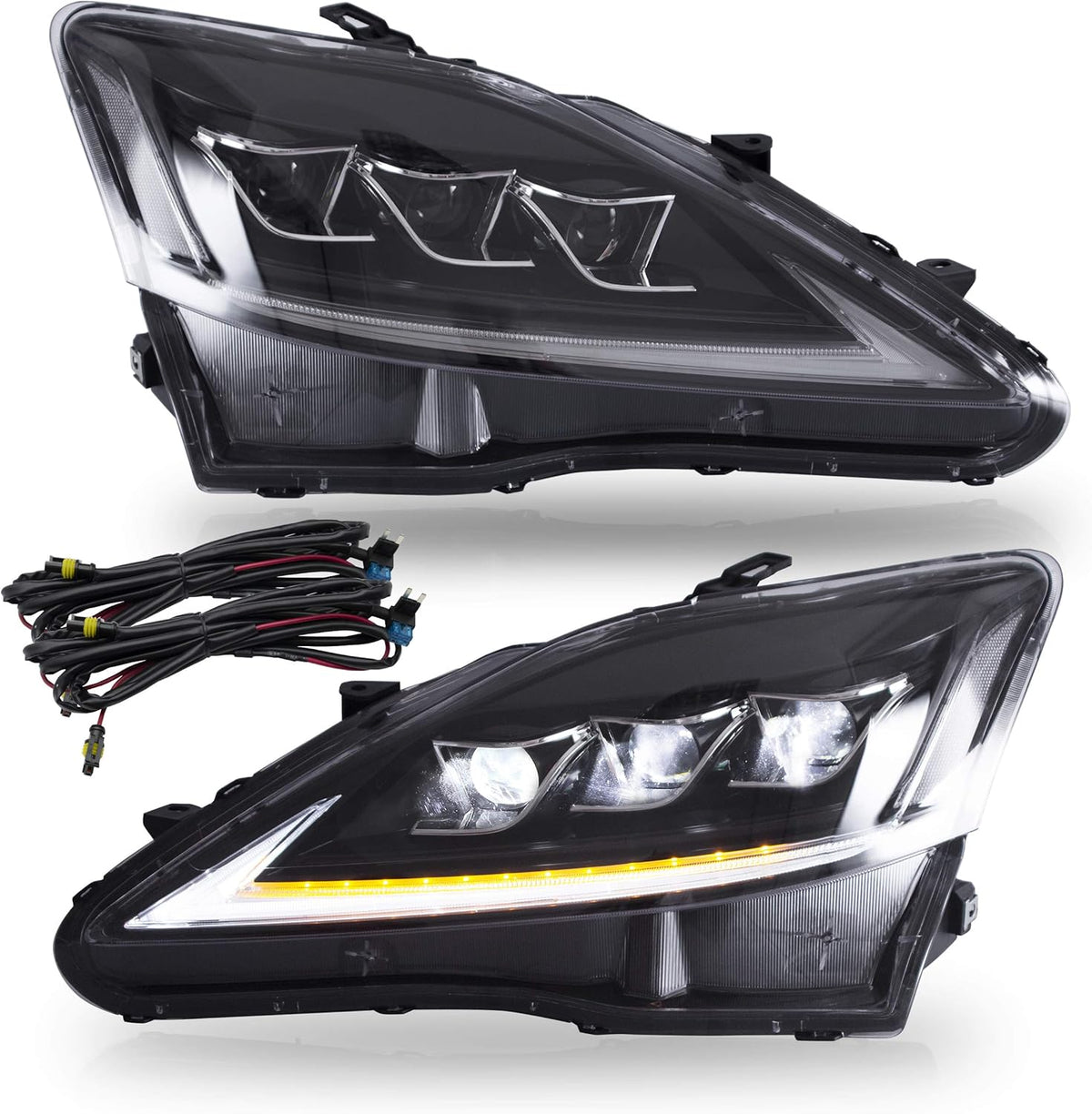 Headlight Assembly with Sequential Turn Signal, Full LED Light V205110