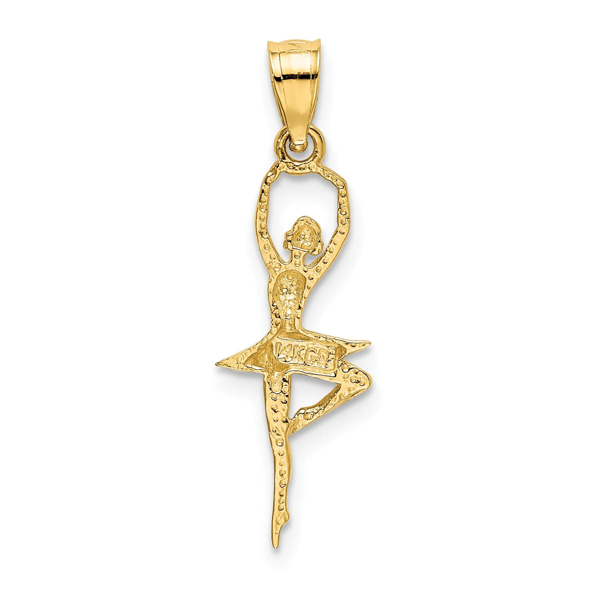 14K Yellow Gold Polished Small Ballerina Pendant Charm With 14K Yellow Gold Lightweight Rope Chain Necklace 16'' C620560