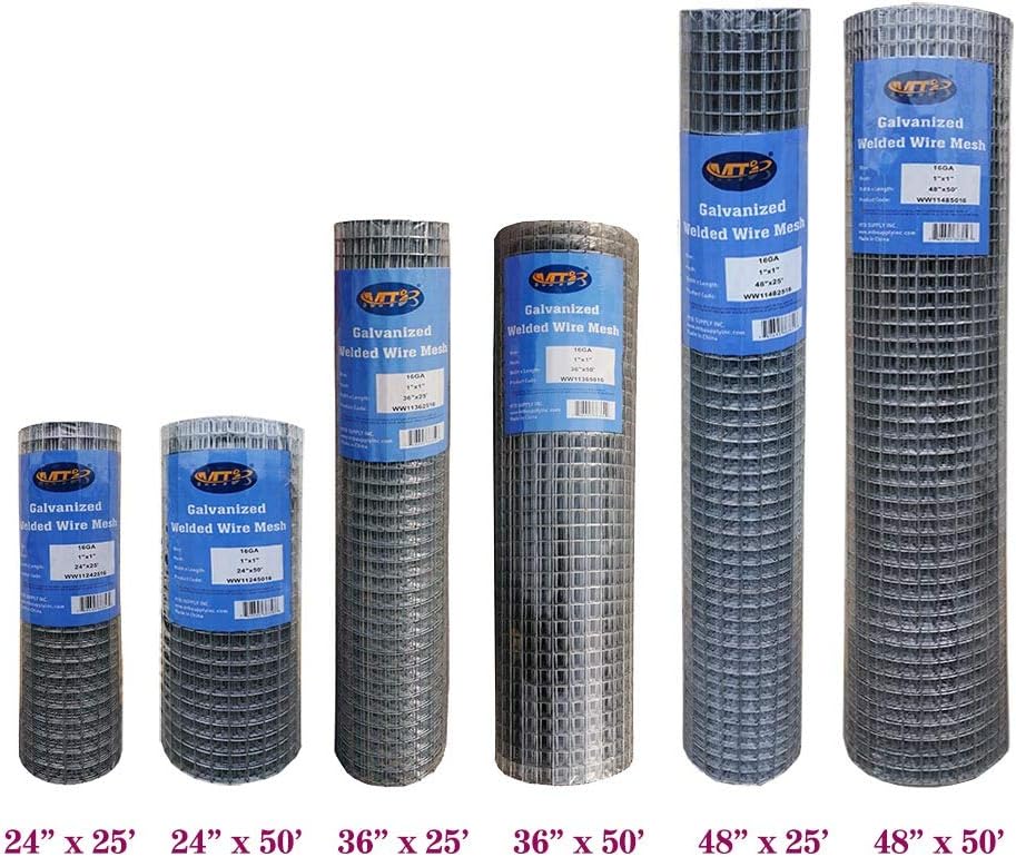 Galvanized Welded Wire Mesh Garden Fence 24 Inch x 25 Foot 1 Inch x 1 Inch 16GA Pack of 2 R22192