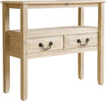Brushed Morning Mist Acacia Wood Console Table E71315