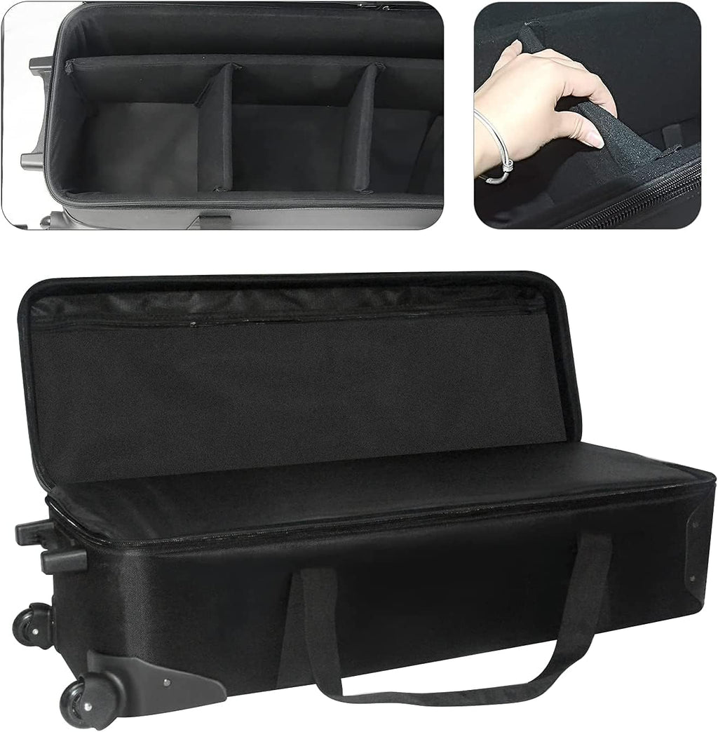 Camera Trolley Case with Straps Padded Compartment and Wheels 44x15x11.8 inches Q941
