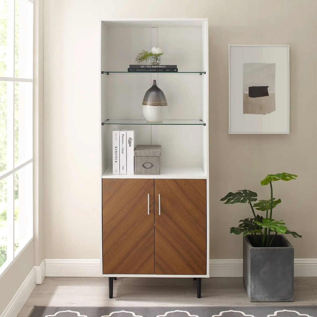 White Acorn Bookmatch Storage Cabinet U523