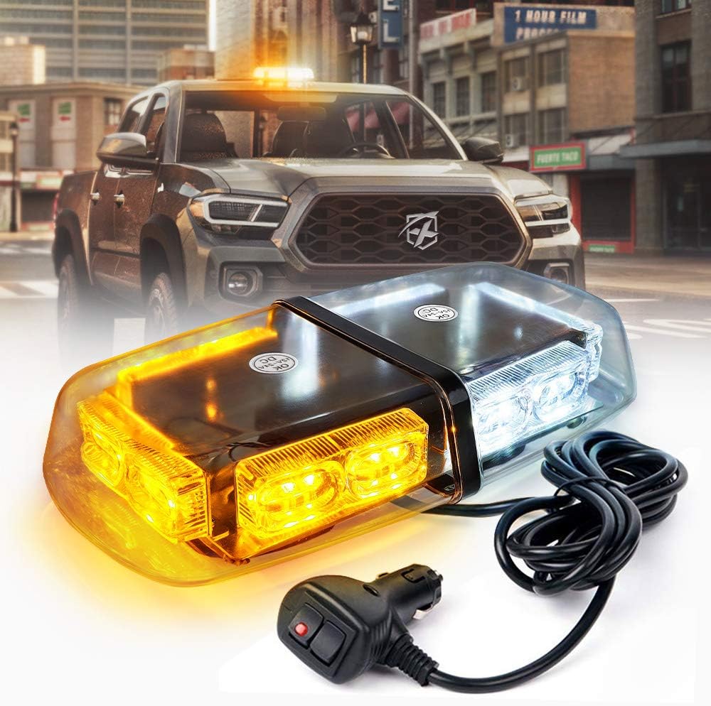 36 LED Amber/Yellow Emergency Strobe Light Bar with Magnetic Base, Pack of 2 V221112