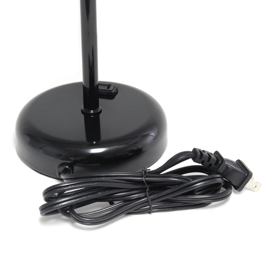Black Stick Lamp with Outlet and Fabric Shade Two Pack Set T7132