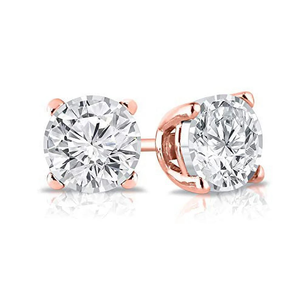 14K Rose Gold Lab Grown Diamond Stud Earrings 4-Prong Basket L83287