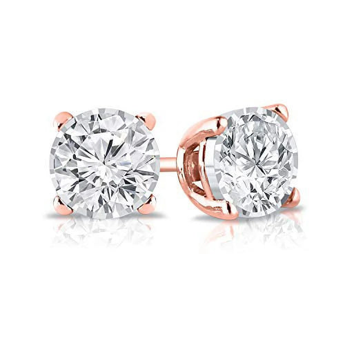 14K Rose Gold Lab Grown Diamond Stud Earrings 4-Prong Basket L83287