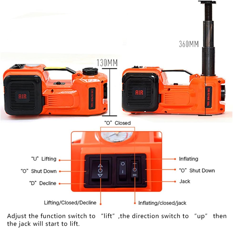 12V DC Electric Hydraulic Floor Jack 3 in 1 Set with Safe Hammer Car Repair Tool Kit P3070