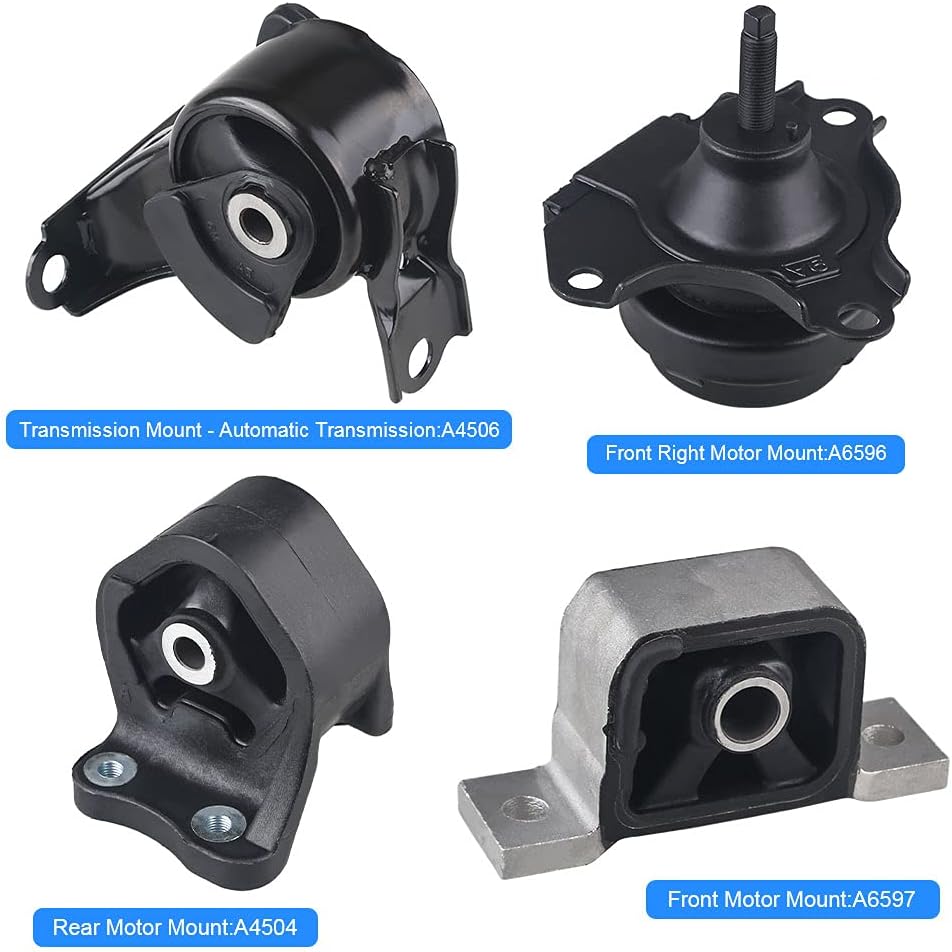 4Pcs Engine Motor Mount for Honda CRV 2.4L L4 2002-2006 Automatic Transmission Pack of 2 G15650