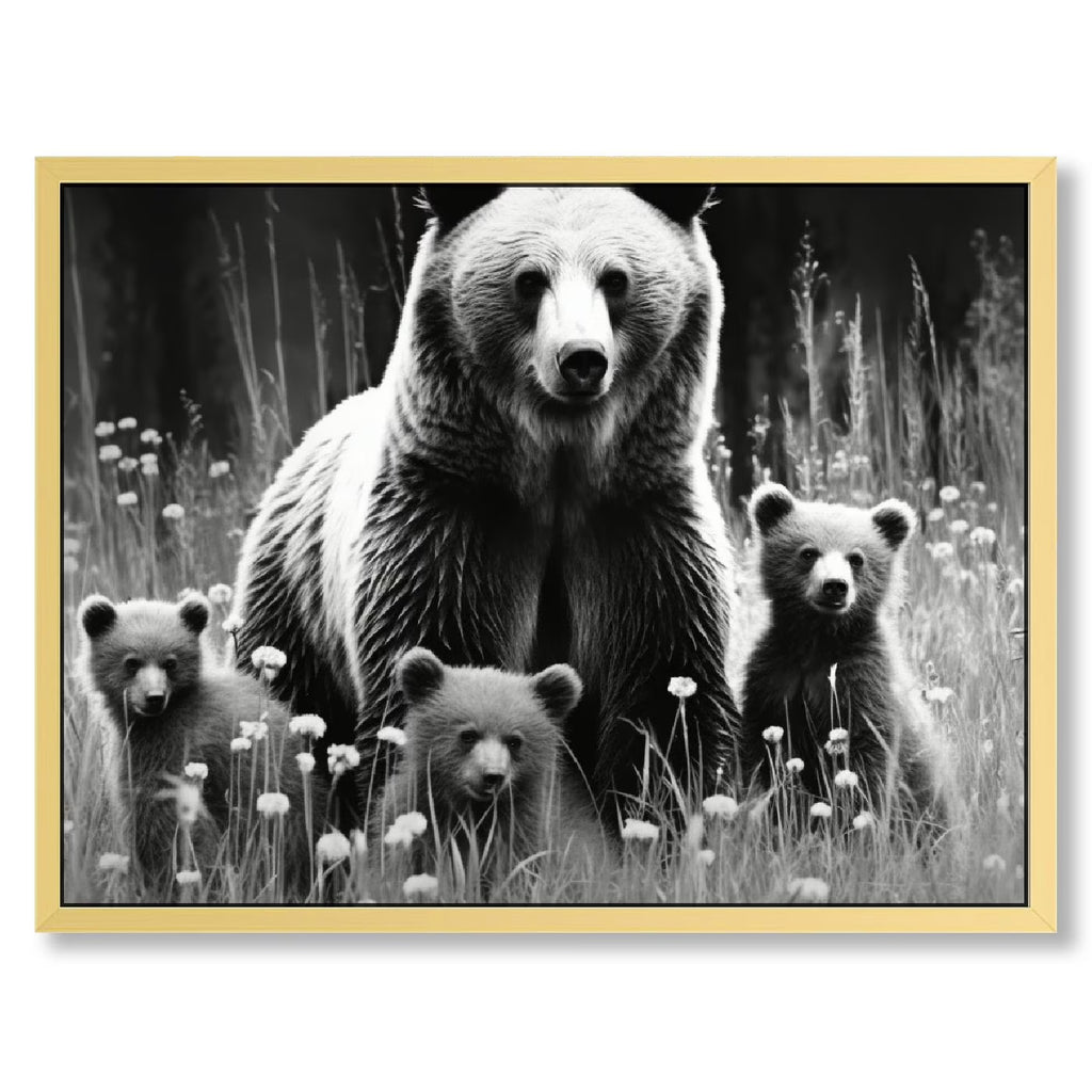 Black and White Grizzly Bear Canvas Print Wall Art 16x12in/20x16in G1277
