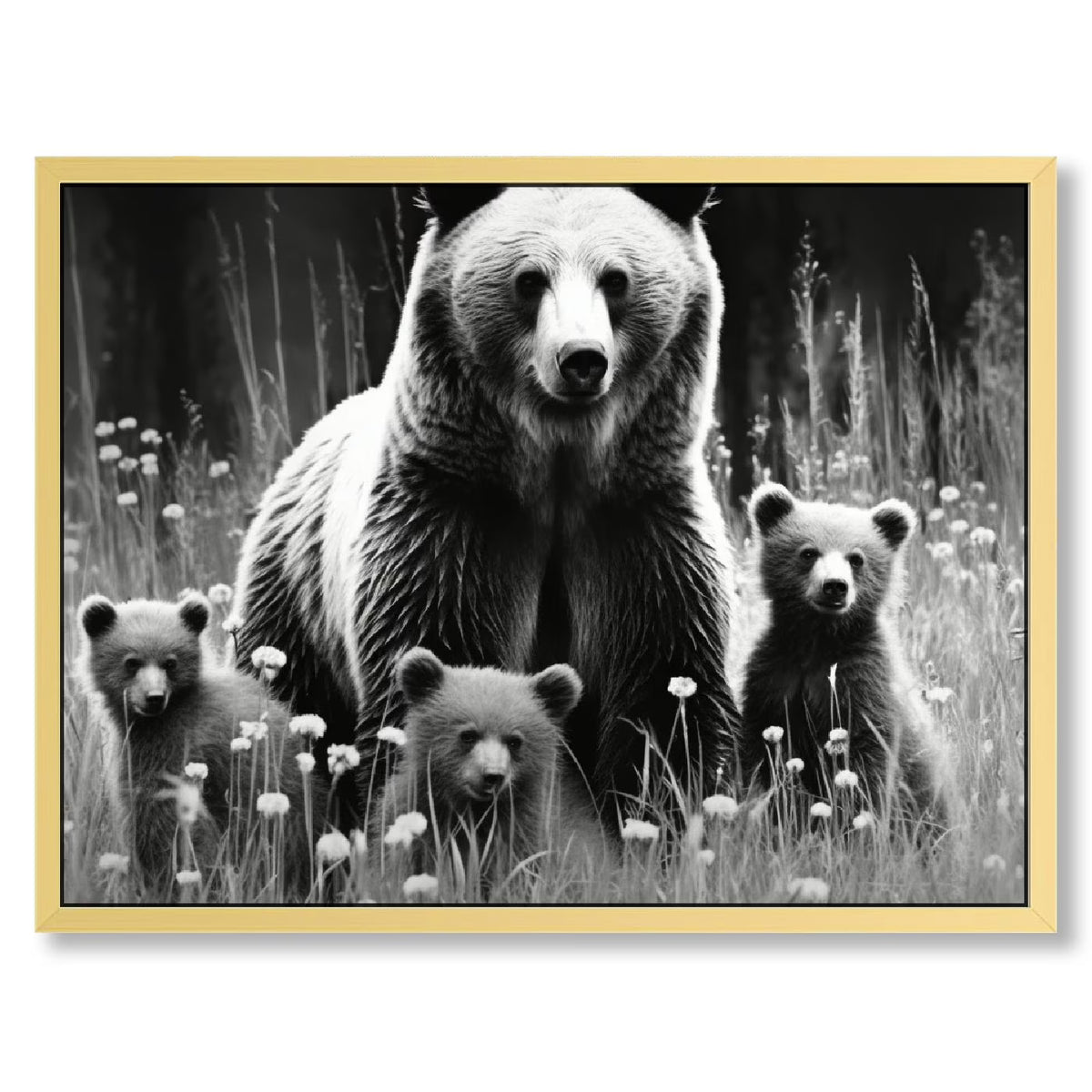 Black and White Grizzly Bear Canvas Print Wall Art 16x12in/20x16in G1277
